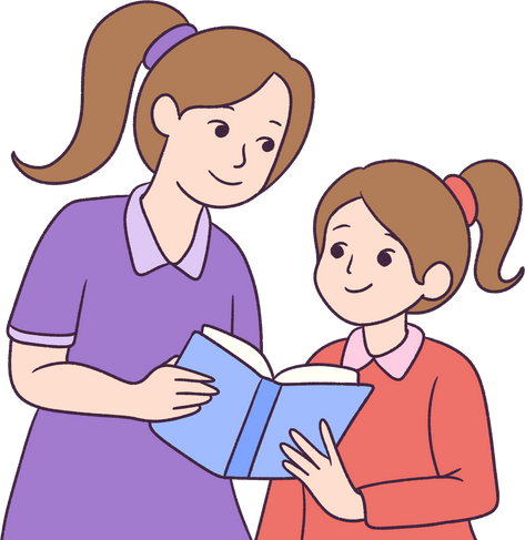 Illustration of indonesian mom and daughter Reading Together